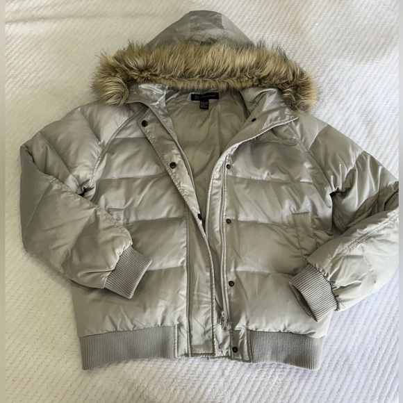 I.N.C. International Concepts 80% Down Blend Platinum Hooded Ski Parka J… - Picture 1 of 11